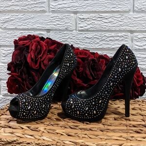 D2 sparkly peep toe stiletto heels